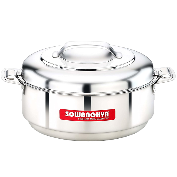 Sowbaghya Stainless Steel Solid Casserole 2500 ml (Silver Stainless Steel, SOWBAGHYASSHP2500ML)