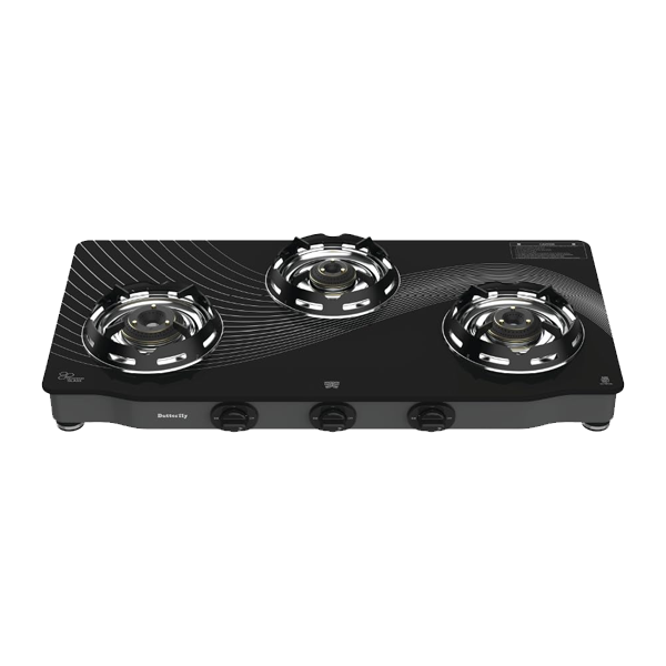 Butterfly Renz 3 Burner 3 Star Glass Top Gas Stove (3BRENZGCT)