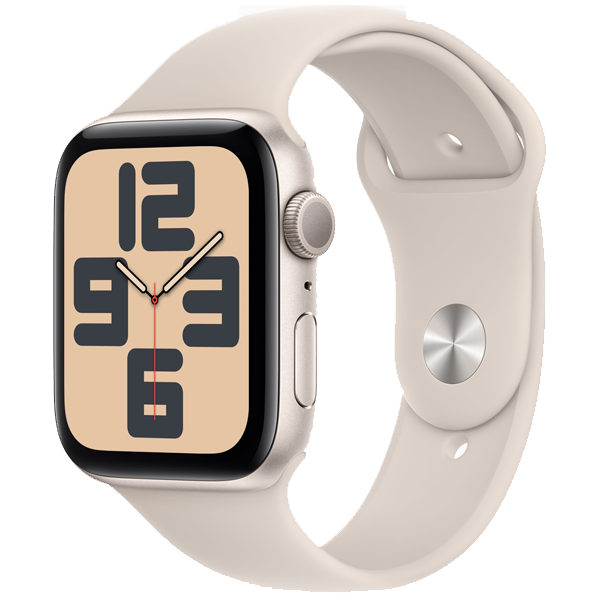 Apple Watch SE (44mm, GPS) Starlight Aluminium Case with Starlight Sport Band - M/L (Band fits 150-200mm wrists) (IWSEGPS44MMSTALMRE53)