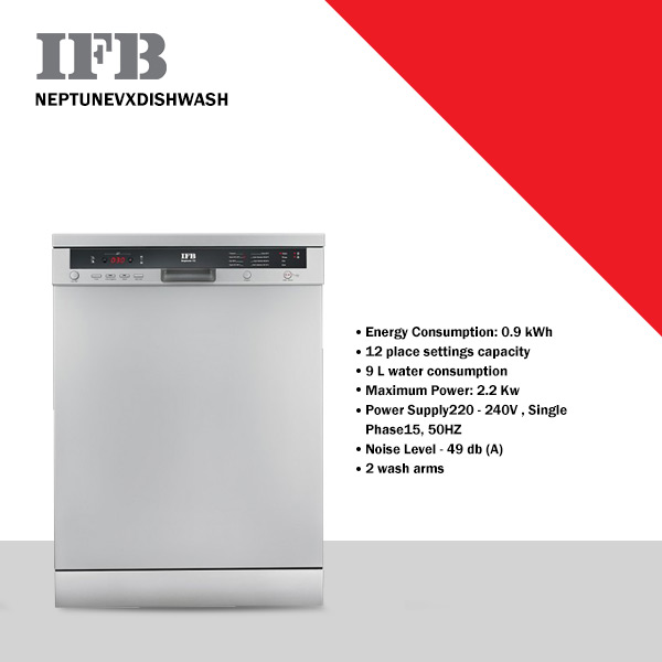 ifb neptune vx free standing 12 place settings dishwasher