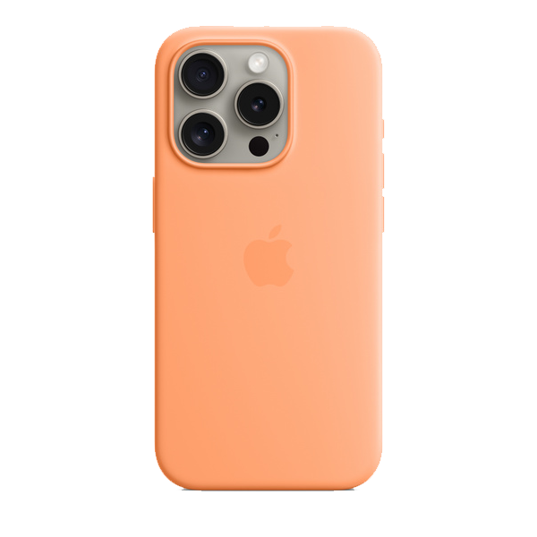 Apple iPhone 15 Silicone Case with MagSafe - Orange Sorbet (IP15SIMSOSMT0W3)