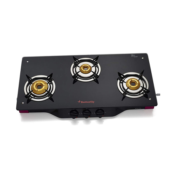 butterfly smart glass 3 burner gas stove black price