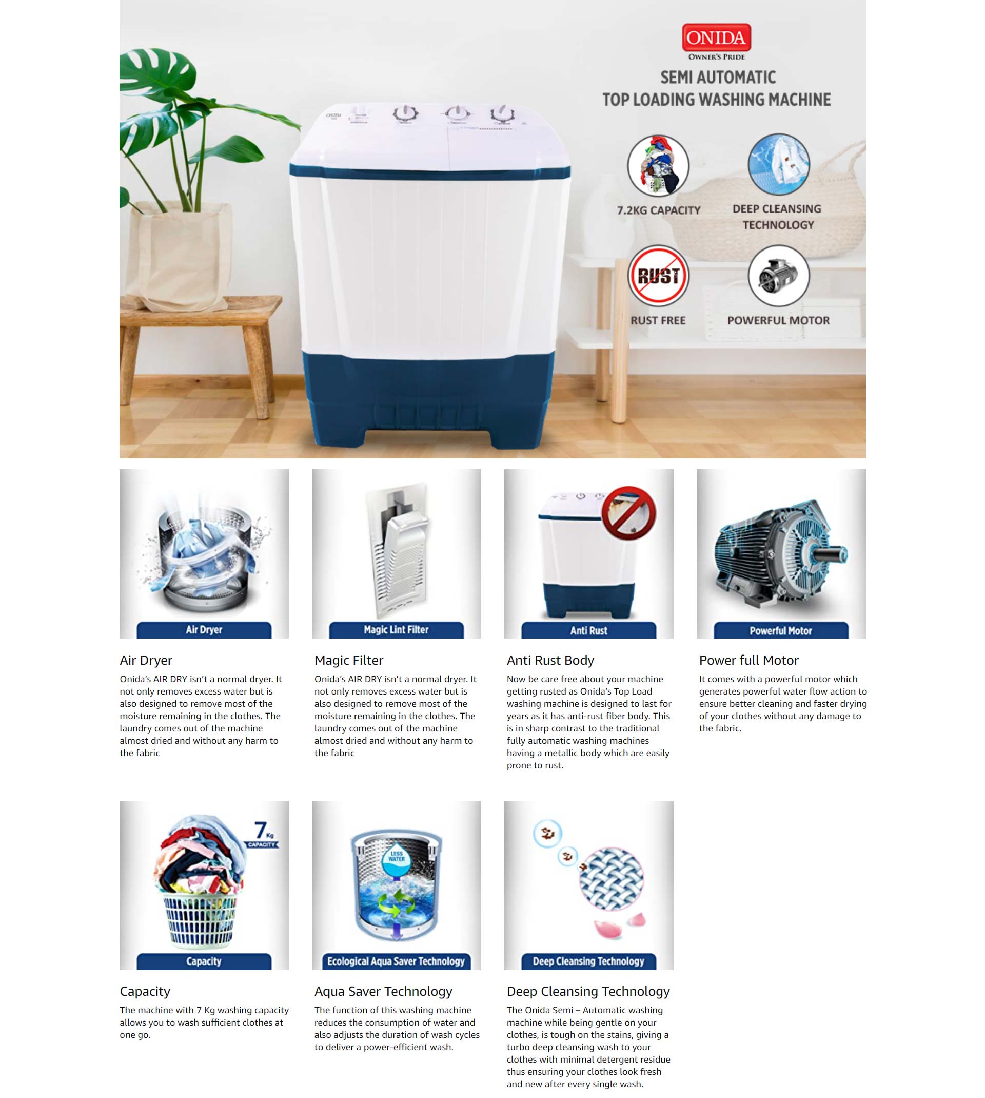 onida semi automatic washing machine