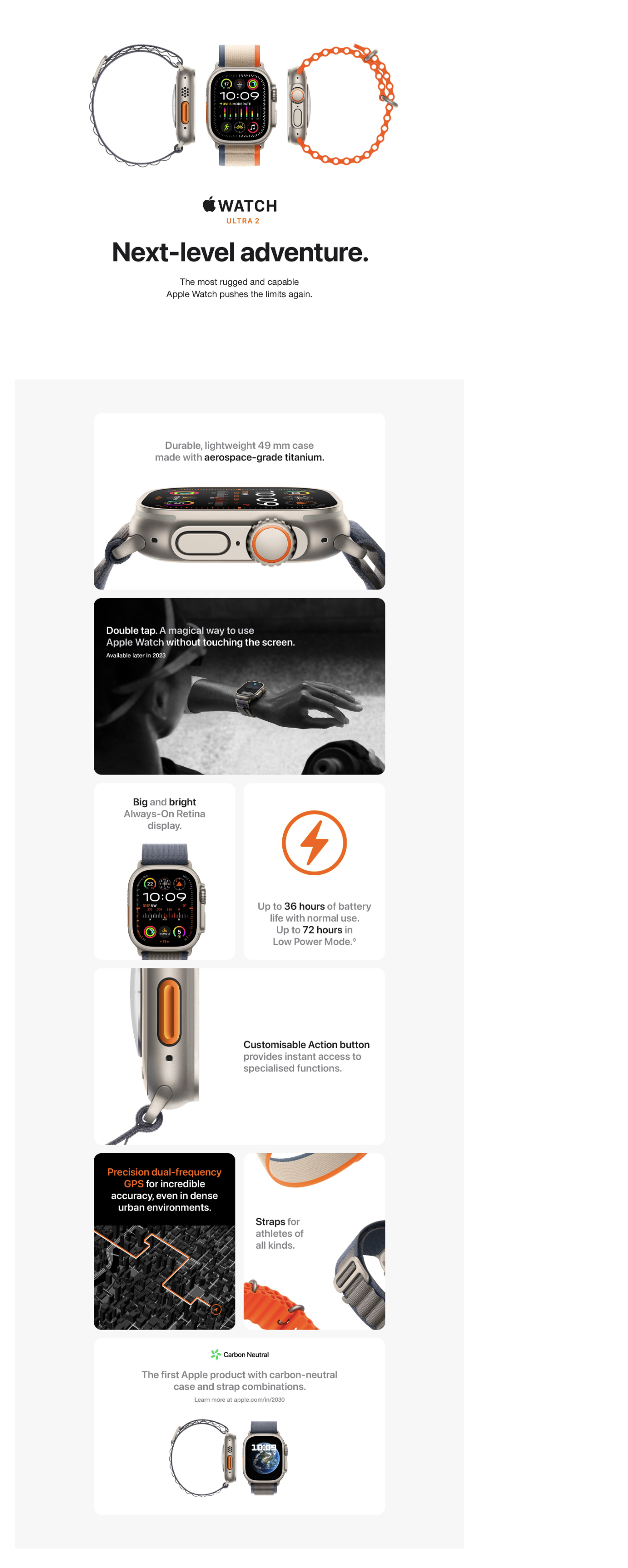 Apple Watch Ultra 2 GPS + Cellular 49mm Titanium Case with Orange/ Beige  Trail Loop (M/ L) MRF23, Smartwatch, watch bands, Mobile phones