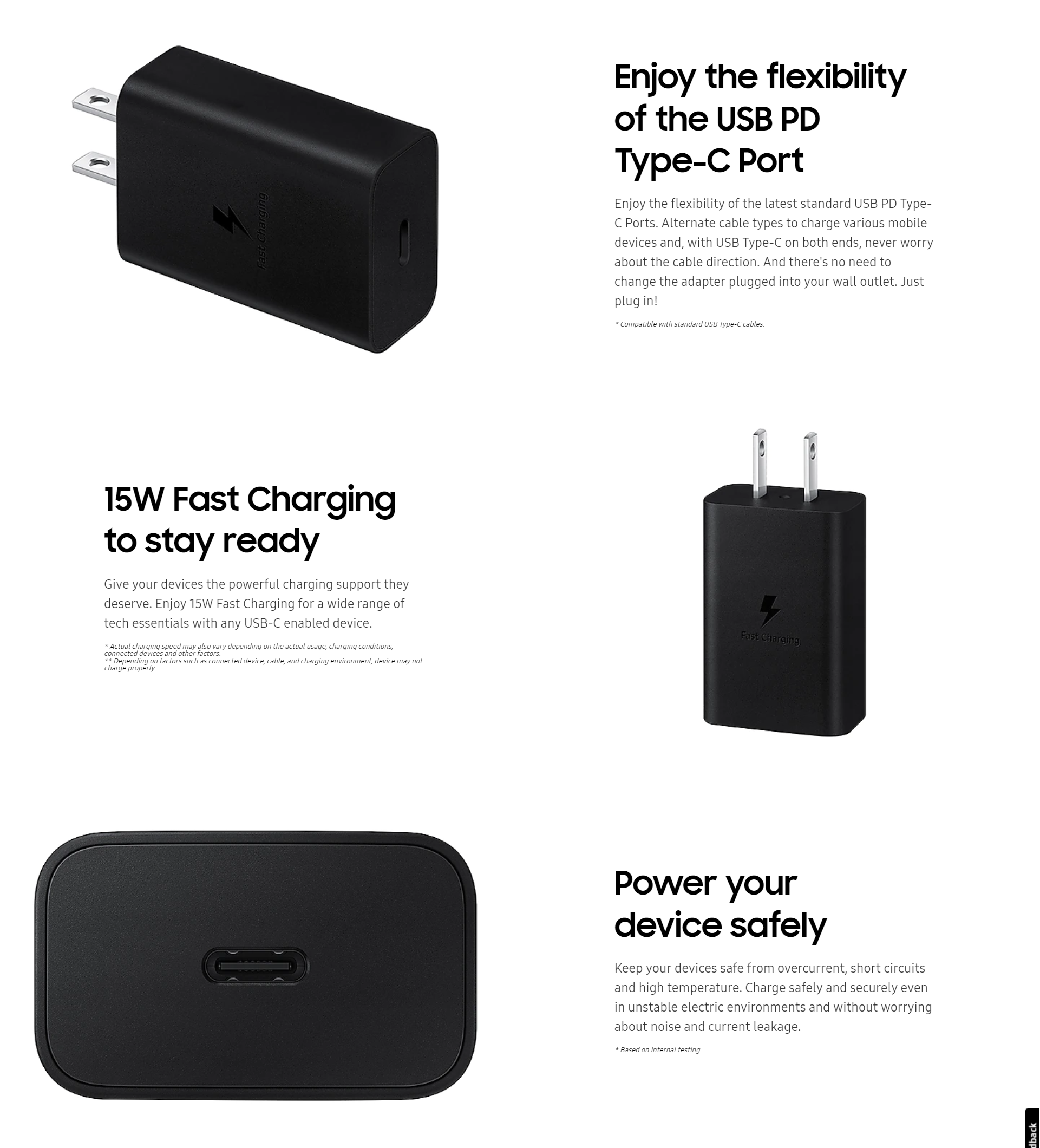 Samsung 15W PD Power Adapter /USB-C Port/USB Type-C to C Cable