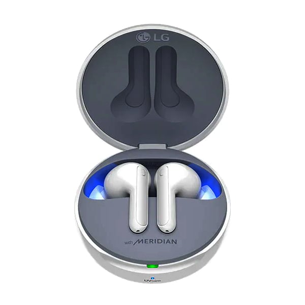LG Tone Free HBS-FN6 - True Wireless Bluetooth Earbuds with UVNano Wireless Charging Case, Hi-Fi Sound Solution by Meridian Audio, Dual Microphones in Each Earbud, and IPX4 Water Resistance - White (HBSFN7WHITE)