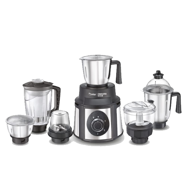 Prestige Endura 1000W Mixer Grinder, 6 Jars (1500 ml, 1000 ml, 1500 ml, 450 ml) (Black, Silver, ENDURA6JAR1000W)